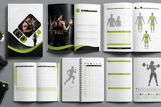 design personal trainer workbook, fitness planner and gym workout guide in 24hrs
