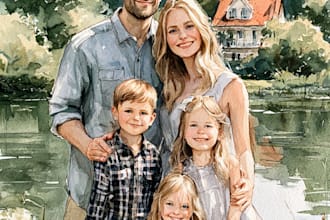 make watercolor family portrait