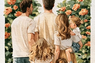 create a watercolor family portrait