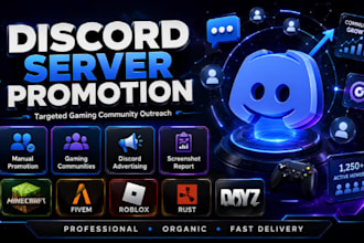 discord server promotion, minecraft fivem, rust, dayz, gaming discord growth