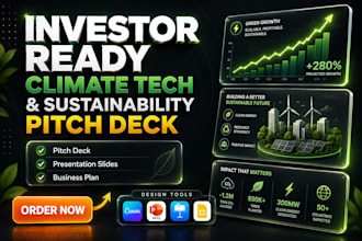 design an investor ready climate tech sustainability clean tech pitch deck