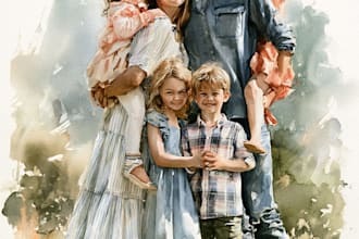 make watercolor family portrait