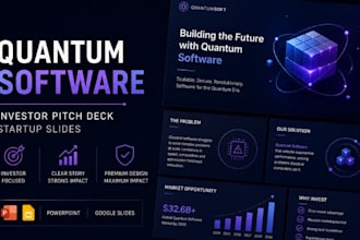 quantum software presentation, investor pitch deck, startup slides