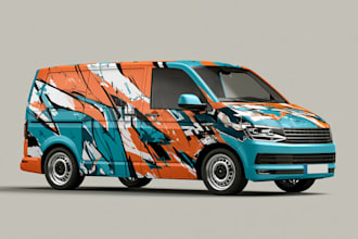 illustrate unique car wrap design, vehicle wrap design
