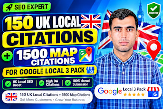 manually do 150 UK local citations for local SEO visibility