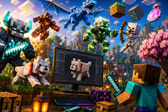 create custom minecraft blockbench 3d models, mobs, textures and animation