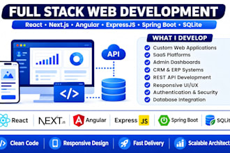 develop full stack web app expressjs angular sqlite nextjs react spring boot