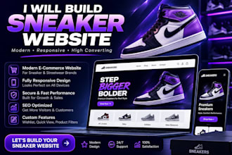 design a modern sneaker website, footwear store and shoe ecommerce website