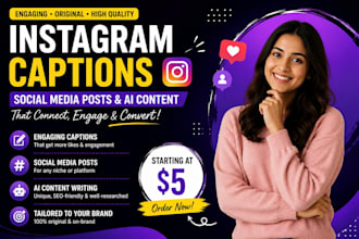 write engaging instagram captions, social media posts, and ai content