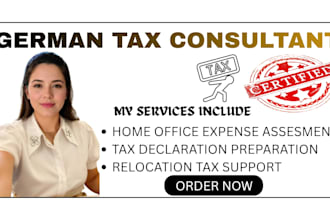 be german tax consultant, tax declaration for home office and relocation