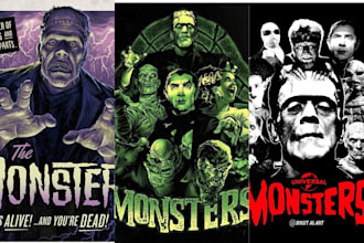 draw vintage horror halloween poster retro comic dark art album cover