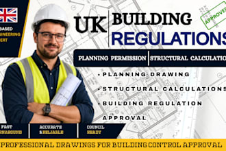 provide structural calculations engineering drawing for UK building regulation