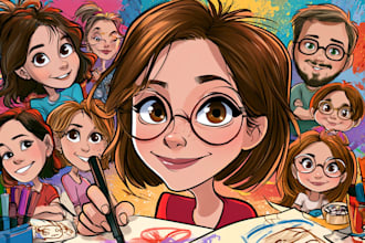 draw a cute caricature portrait in a digital style