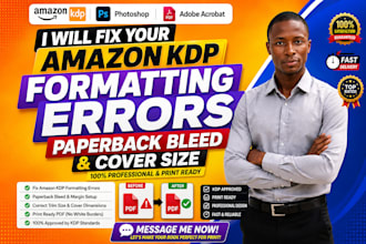fix your amazon kdp formatting errors, paperback bleed, and cover size