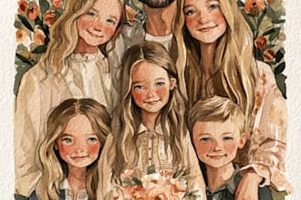 make watercolor family portrait