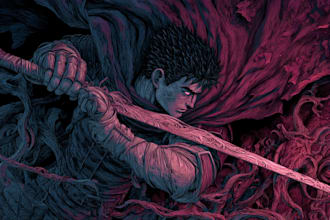 manga page custom dark berserk style art in high quality