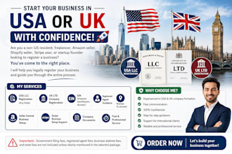 register llc in USA, ltd in UK, and obtain ein quickly