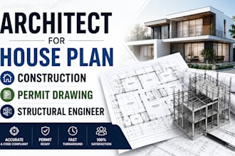 be your architect for house plan construction permit drawing structural engineer