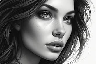 draw a realistic pencil portrait and charcoal sketch of people