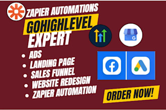 integrate gohighlevel ads landing page website redesign zapier follow up funnels