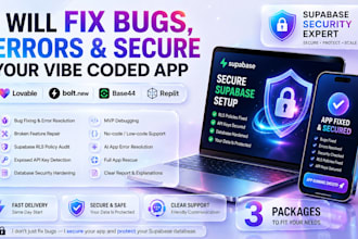 fix bugs and secure your lovable bolt base44 vibe coded app