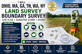 ohio ma ga tn wa ny land survery boundary survey site plan surveyor stamp permit