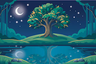 the cosmic tree  mystical flat vector illustration series