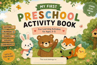 design a printable preschool activity book for kids