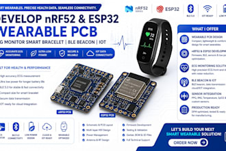 develop nrf52 esp32 wearable pcb for ecg monitor smart bracelet ble beacon, iot