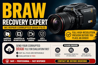 repair corrupted blackmagic braw video files and recover lost footage