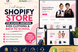 design shopify store for school uniform and kids clothing