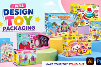 design playful box packaging and label for kids toys