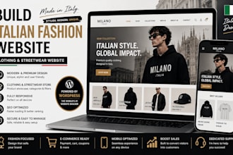 build italian fashion website,clothing and streetwear website using wordpress