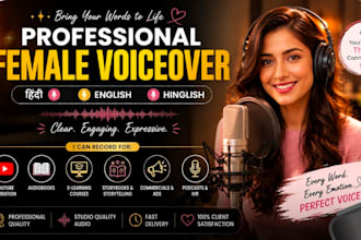 recorder professional female voice over in hindi english and hinglish