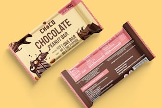 design chocolate bar wrapper, protein bar packaging