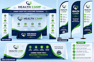canopy tents, roll up banner, tablecloth and event branding