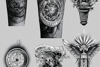 minimalist unique tattoo sketch, sleeve tattoo design