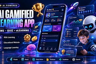 build ai gamification kids learning app lms educational website quiz app edtech