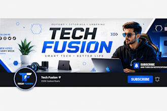 design professional youtube banner, channel art and cover