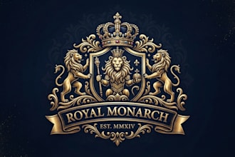 design a majestic monarch logo with a royal luxury style