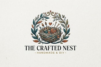 design a creative crafting logo for handmade and DIY brand