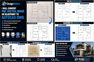 convert PDF, sketch, image or blueprint to autocad dwg