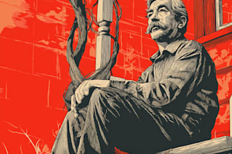 draw a vintage art illustration with linocut style