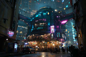 design amazing science fiction city, cyberpunk futuristic city