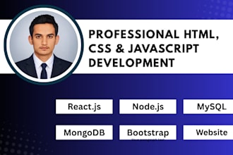 develop a professional website using HTML CSS react and bootstrap