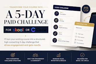 turn your existing course into a 5 day paid challenge for skool or circle