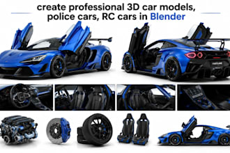 create professional automotive 3d car models, police cars, rc cars in blender