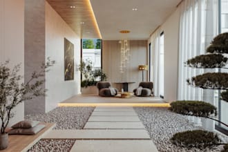 photorealistic 3d rendering for zen courtyard and patio