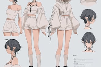 draw character design, character sheet