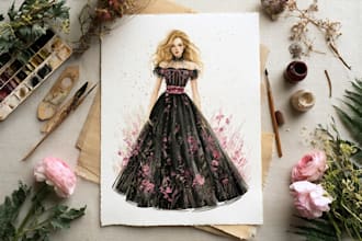 create digital illustrations and watercolour